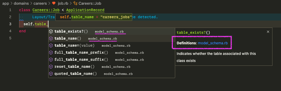 Autocomplete Ruby LSP Model