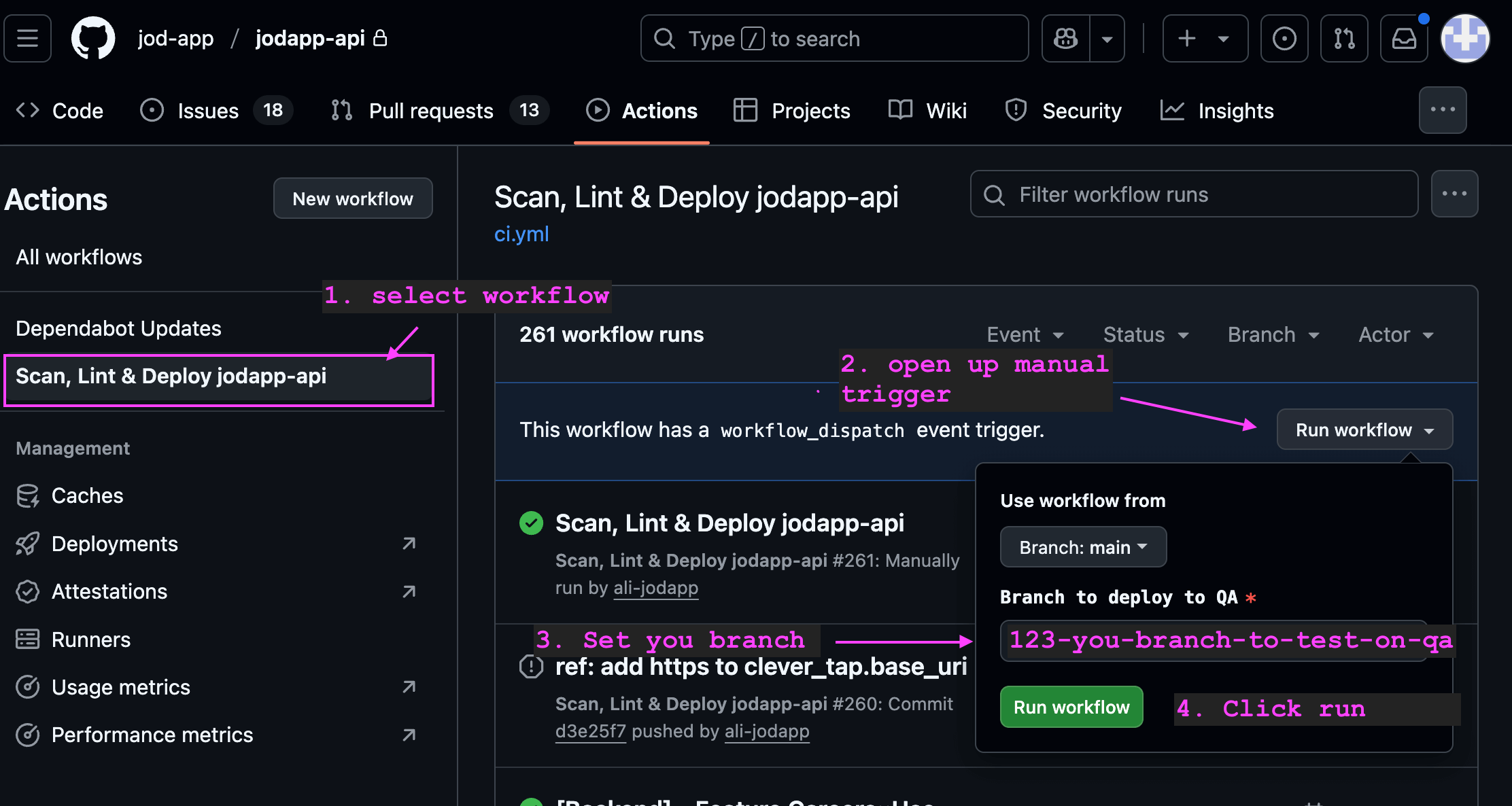 How to manually trigger
