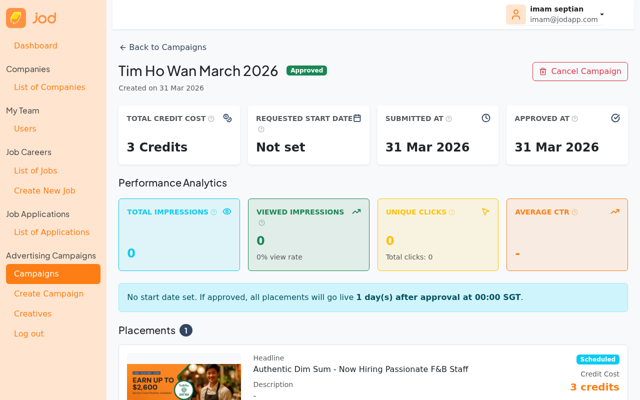 Campaign analytics view