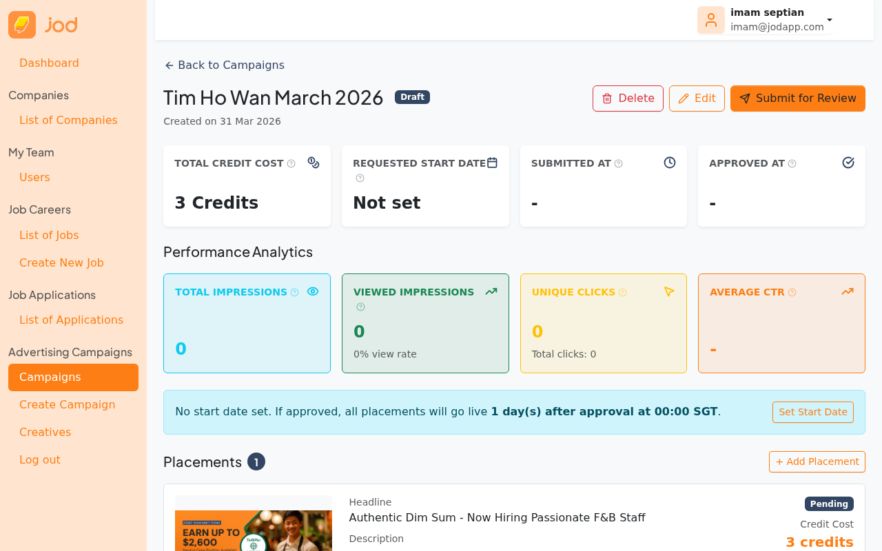 Campaign ready to submit