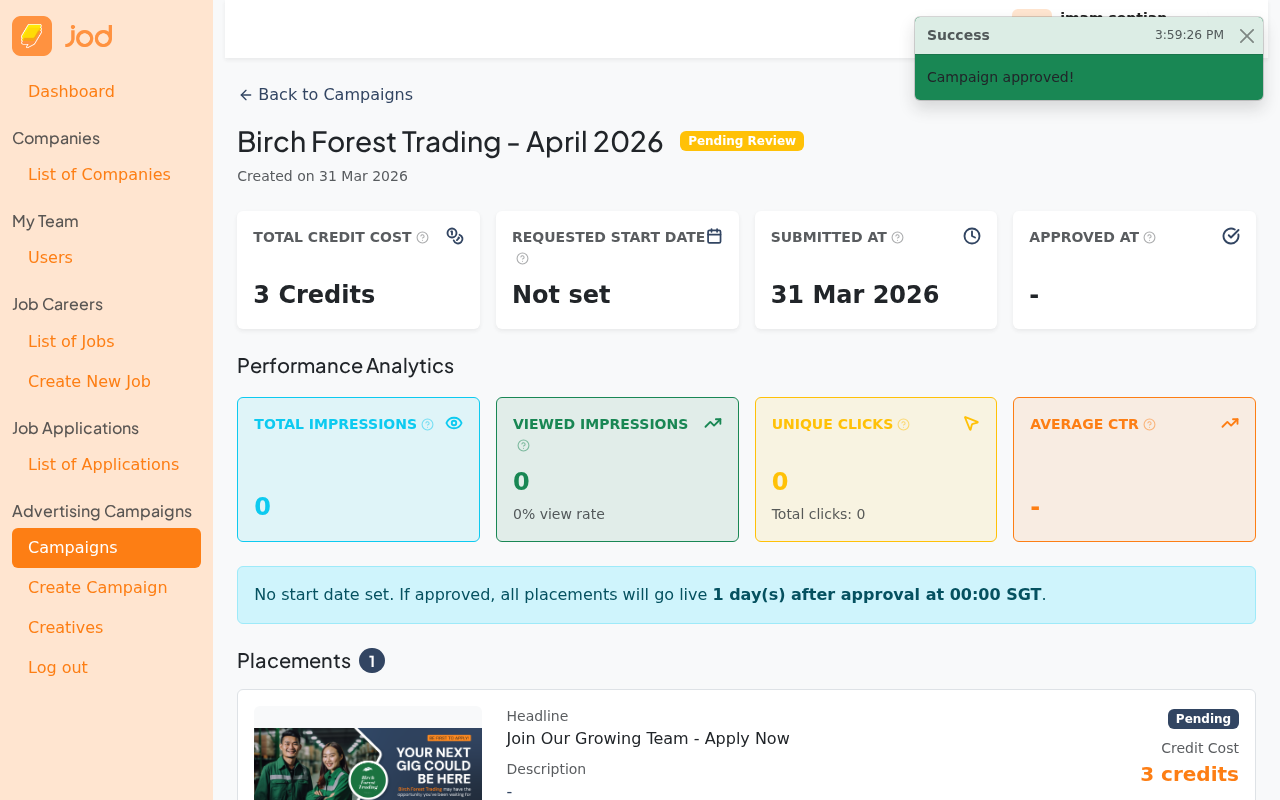 Campaign resubmitted — back to pending_review